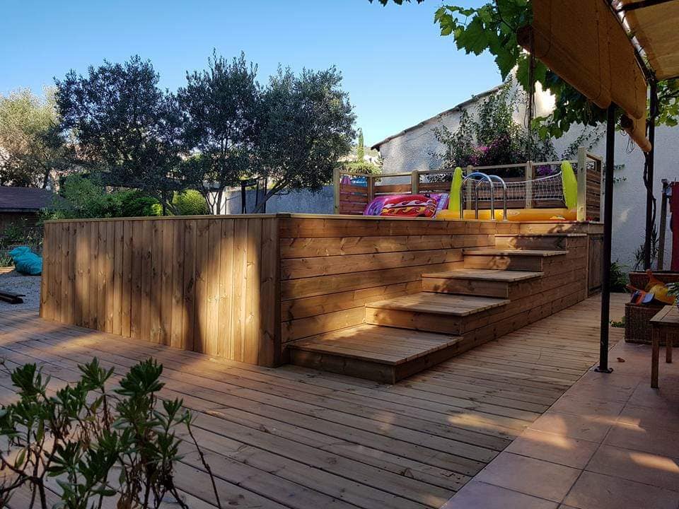plage piscine en bois bandol piscine hors sol escalier amenagement exterieur en bois